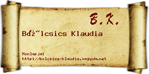 Bölcsics Klaudia névjegykártya